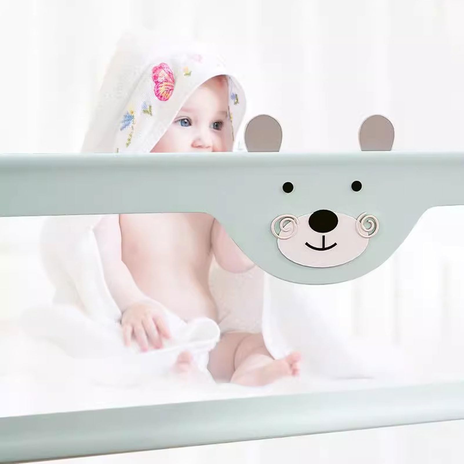 Sponde per Lettino Extra Lunghe a ribalta, sponde di Sicurezza Pieghevoli con Motivo a Caro, sponde di Protezione per Lettino per Bambini, Adatte a Letti Singoli, matrimoniali, a u
