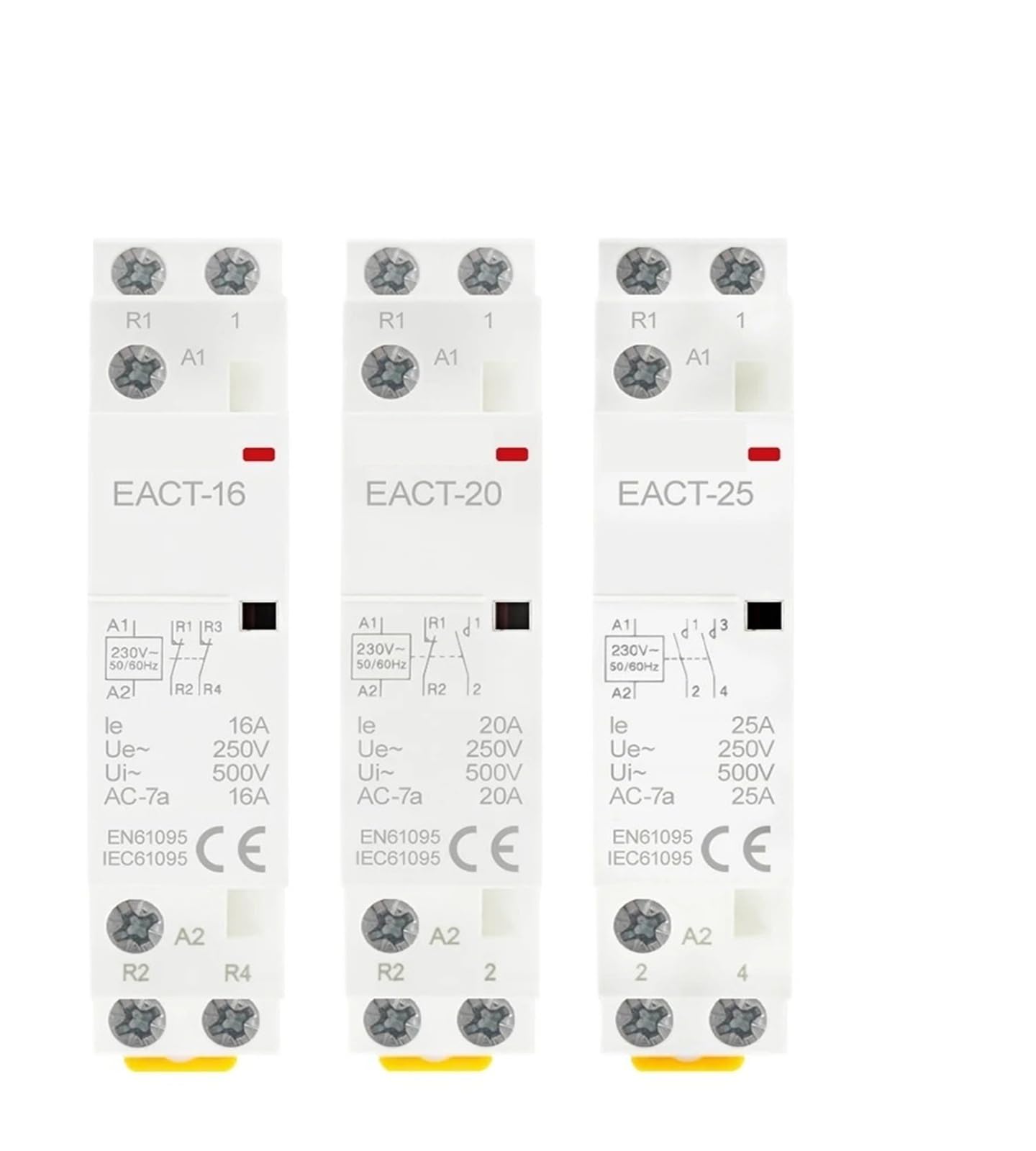 Modularer Wechselstromschütz, DIN-Schienenmontage, 2P, 16 A, 20 A, 25 A, 2 NO, 2 NC, 1 NO, 1 NC, AC220 V, AC230 V, 50/60 Hz, für Zuhause, Haus, Hotel (2P, 20A, 2NO)