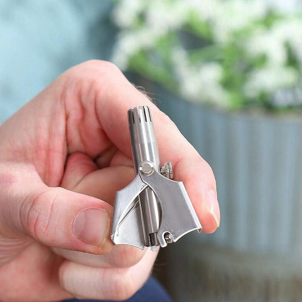 JUZR Manual Nose Ear Hair Trimmer (No Batteries Required)- Portable Stainless Steel Nose Hair Remover for Men & Women/Professional Manual Washing Vibrissa Razor Nasal Shaver 4