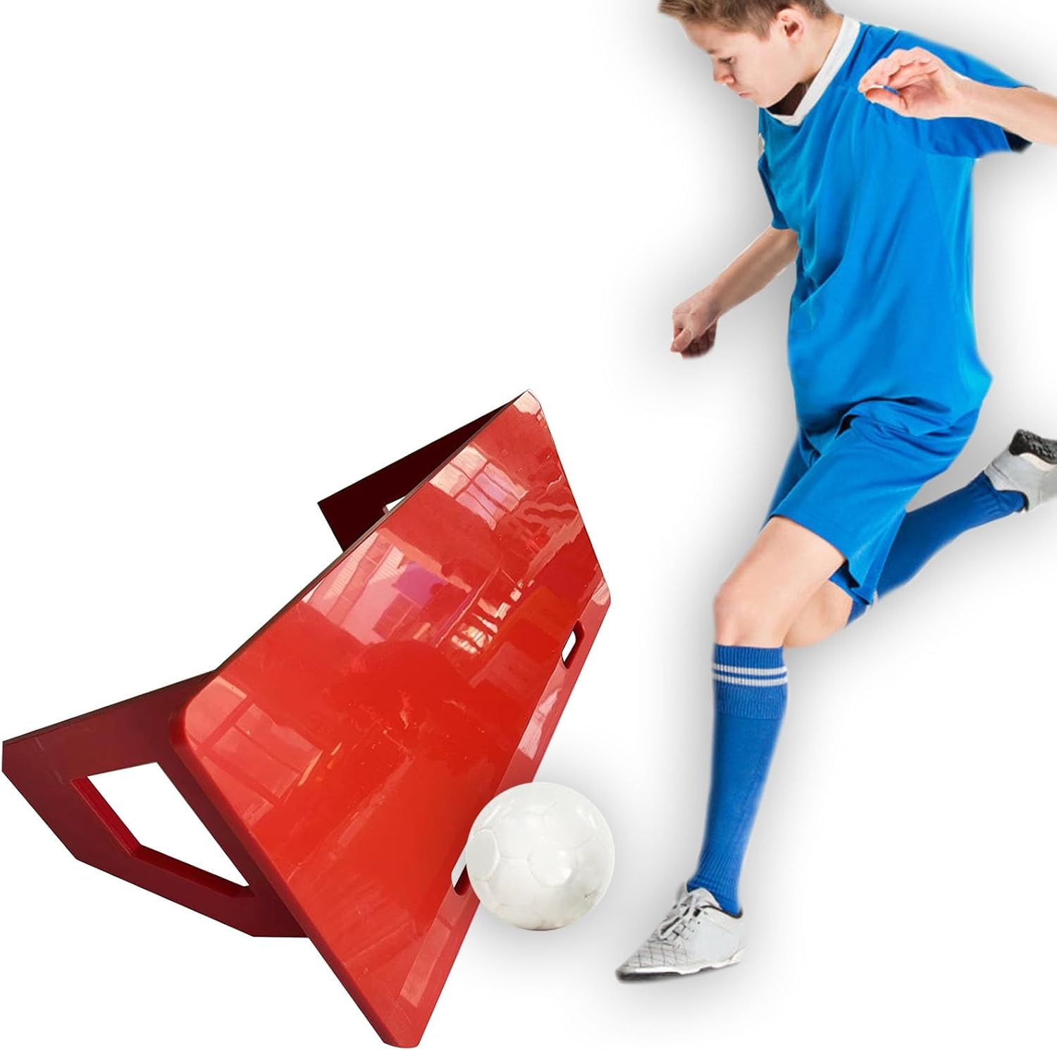 Large Soccer Rebounder Training Board,Heavy Duty Foldable Sports Soccer Return Ramp/Soccer Practice Equipment, for Ball Passing Training (Red 100cm/39.4inch)