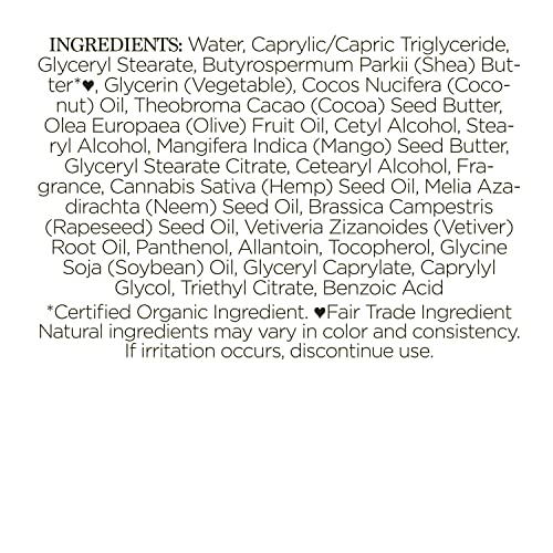 Nubian Heritage Body Lotion Indian Hemp & Haitian Vetiver for All Skin Types Made with Fair Trade Shea Butter, 13 oz