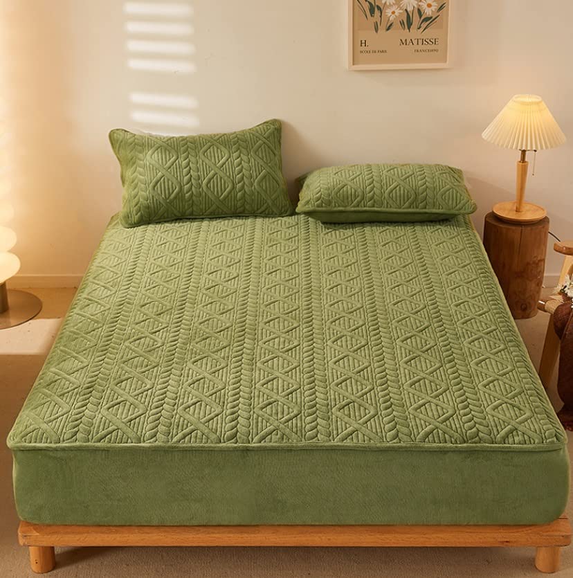 Drap housse grand bonnet Tfbhl en velours corail avec 2 taies d'oreiller unies