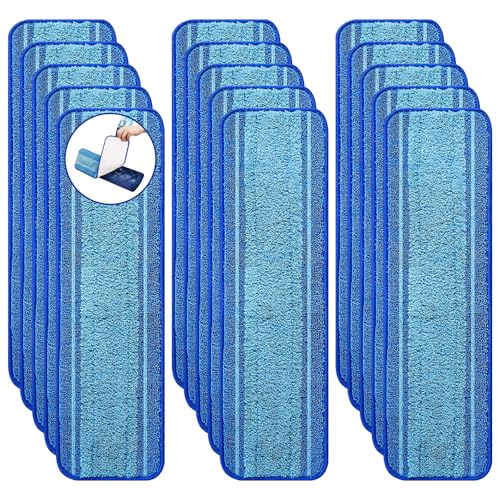 BYOFI 15-Pack Microfiber Mop Pads for Bona Mop- Washable Reusable Refills for Hardwood Tile & Multi-Surface Floors | Pet Hair & Stain Remover