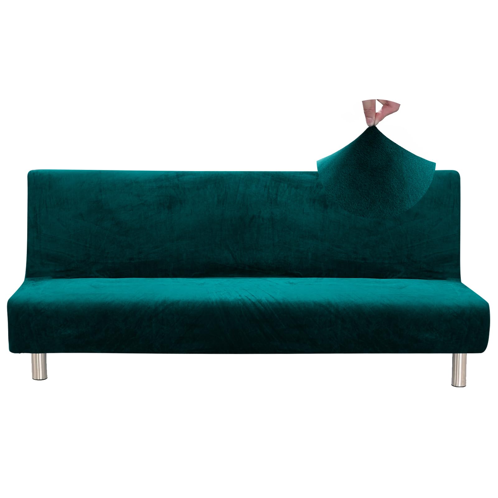 Jaotto Copridivano 2/3 Posti Senza Braccioli Elasticizzato, Fodere Antigraffio Lavabile Rimovibile, Clic Clac Elastico Pieghevole Antiscivolo Verde Scuro