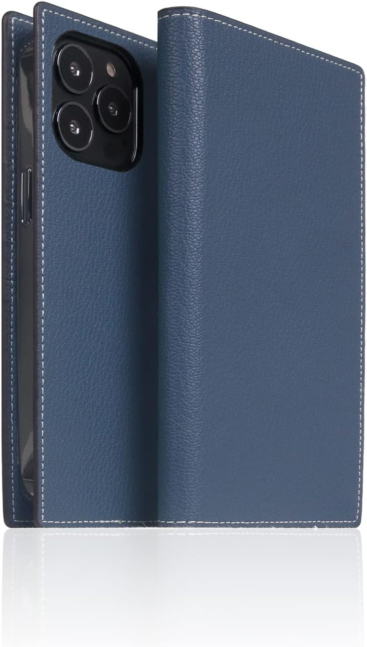 D6 Hybrid Grain Leather Wallet Case for iPhone 14 Pro - Handcrafted Diary Style with Card Holders and Side Cash Pocket, Gift Box Included (Sea Green)
