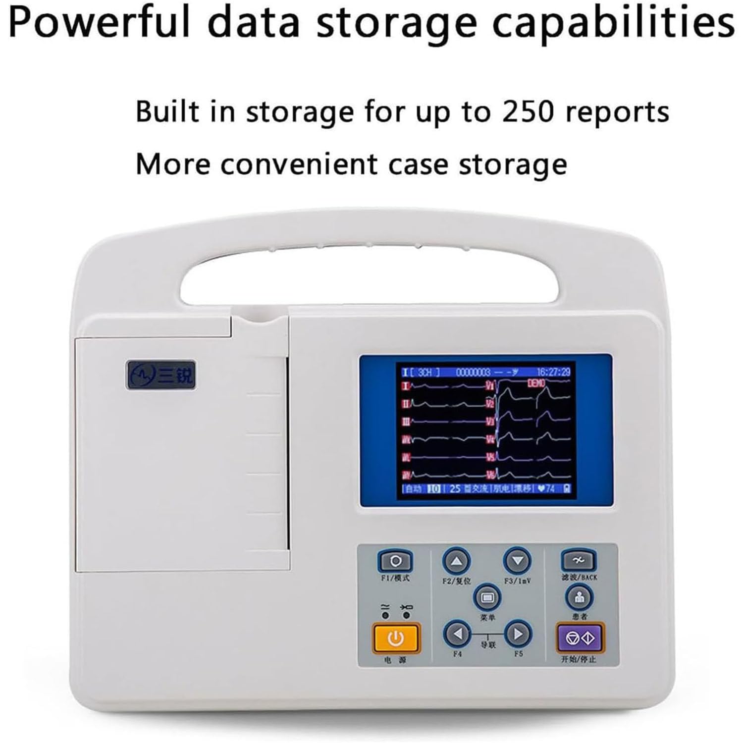 Monitor ECG Portatile, Touch Screen Digitale 12 canali 12 derivazioni ECG EKG Elettrocardiografo Software PC ECG