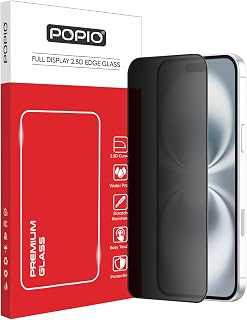 POPIO Military-Grade Privacy Screen Protector for iPhone 16 Plus – 9H Tempered Glass, Anti-Spy Protection, Scratch-Resista... Price In India