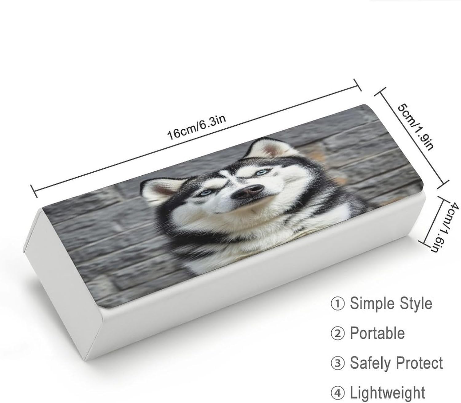 Husky Dog Eyeglasses Case Hard Shell for Men Women PU Leather Eyeglass Cover Fashionable Travel Sunglasses Cases Portable Reading Glasses Cover with Cleaning Cloth image 2
