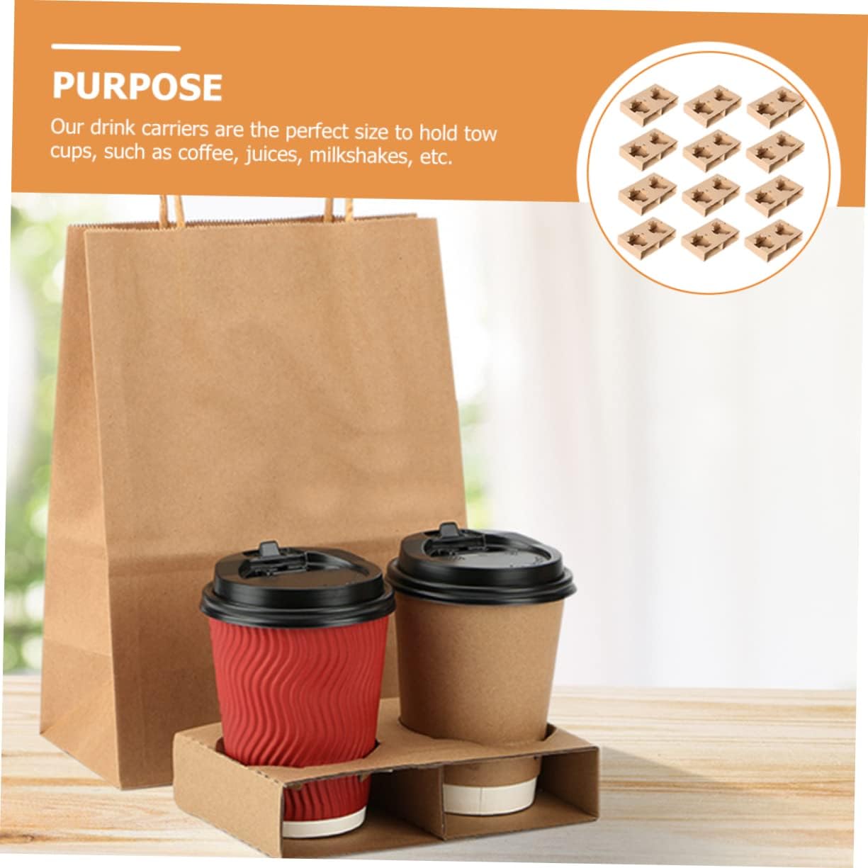 Luxshiny 50pcs Double Cup Holder Fixed Base Tumbler Holder for Car Travel Drink Carrier Coaster Tray Beverage Takeout Accessory