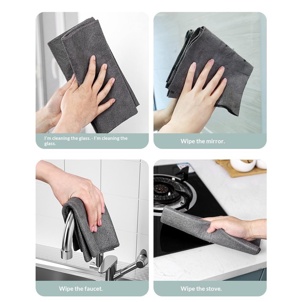 Panno Per ultra assorbente senza filigrana Panni per la pulizia Magics per vetri per la casa Panni per vetri per finestre e specchi Panno per la, grigio, 40 cm*50 cm