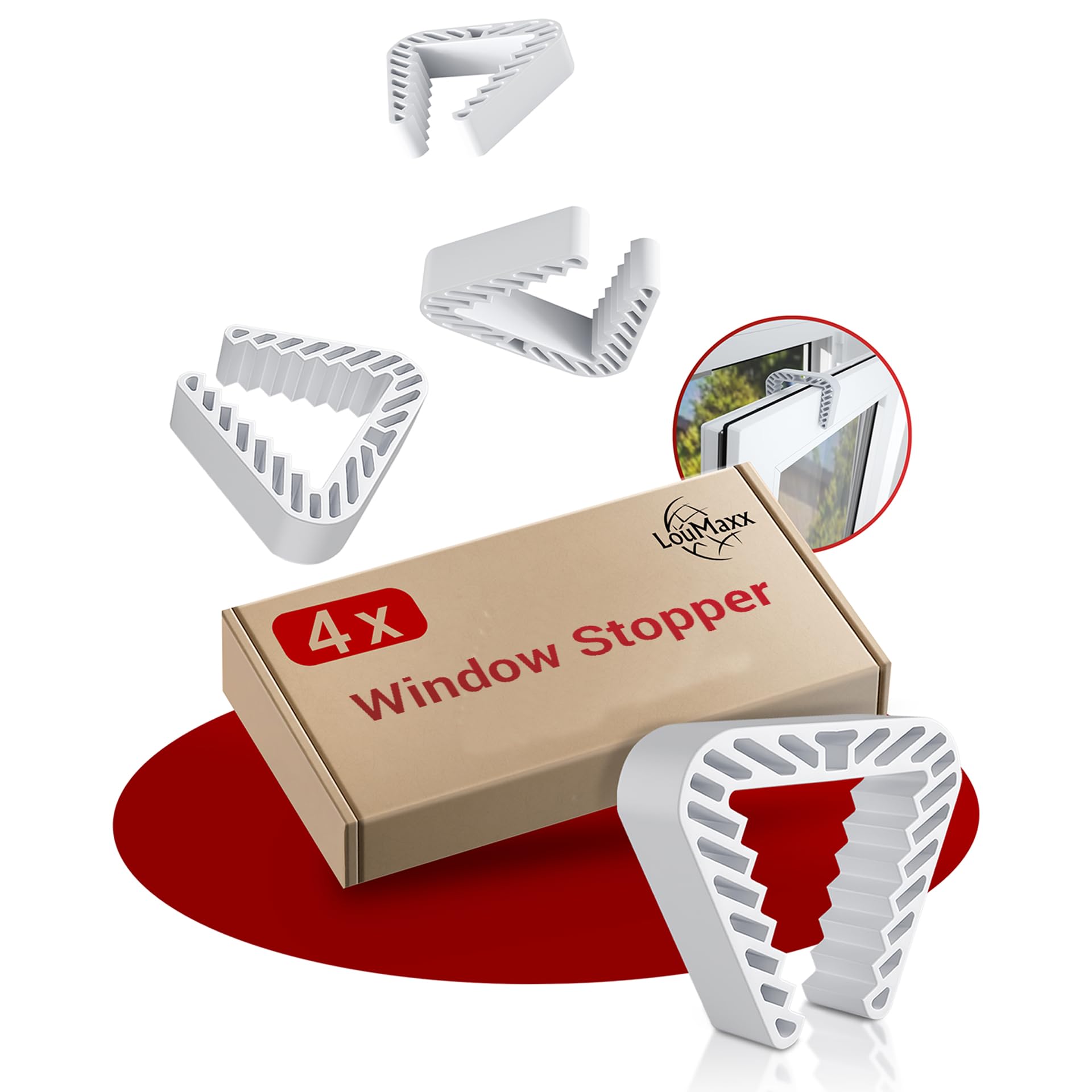 LouMaxxWindow Clip - Set of 4 - White Plastic Door Stopper