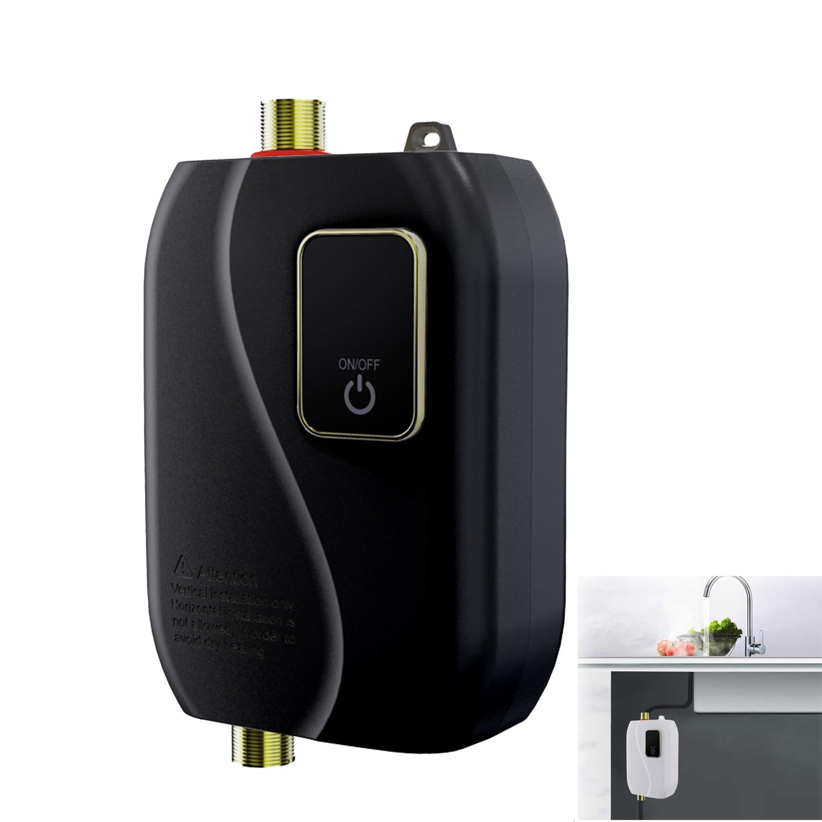 Azonee Instant Electric Water Heater, Tankless 220V 3000W Under Sink Mini Heater for Mini RV, Kitchen, and Bathroom Wash-Up, UK Standard, Energy Efficient, LCD Display