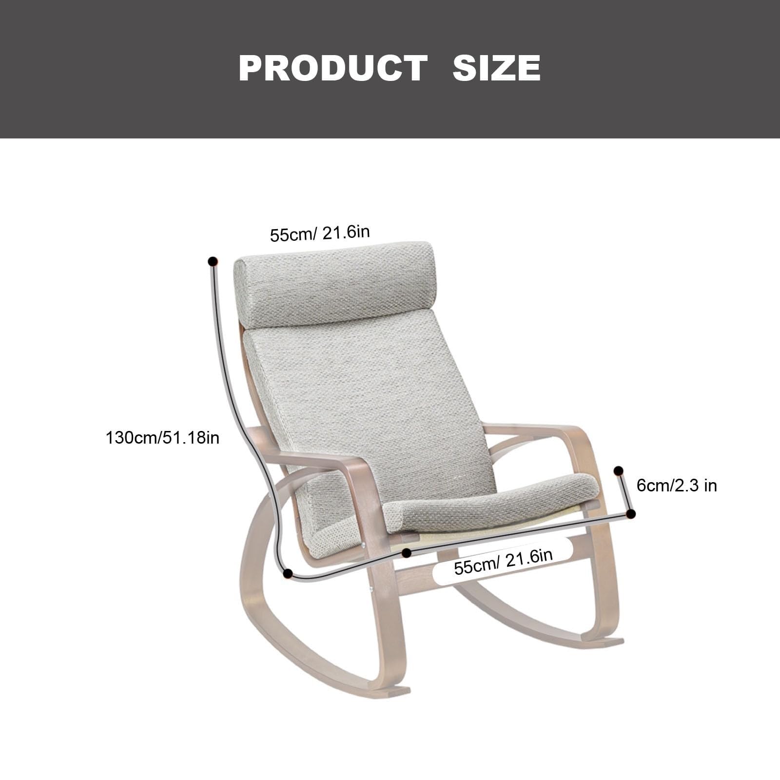 1PC Poang Chair Poltrona Cuscino, Morbido Cuscino di Ricambio for Sedia a Dondolo con Fodera Rimovibile Sedia Cuscino in Cotone Antiscivolo Dondolo, Spesso Imbottito(Color 9)