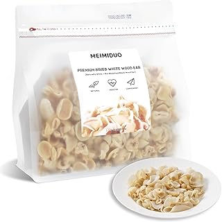 MEIMIDUO 8.0oz(227g) | Dried White Wood Ear Mushrooms | Naturally White (Not Bleached Black Wood Ear) | Easy Rehydrate, Ideal for Stir-Fry, Soup, Salad
