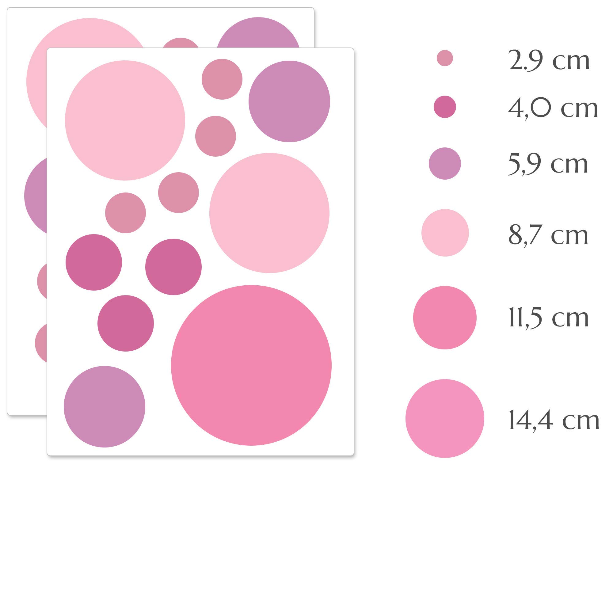 PREMYO Set of 30 Dot Wall Stickers Kids - Nursery Decor Easy to Apply - Decals for Bedrooms for Girls Boys Patell Pink - Image 2