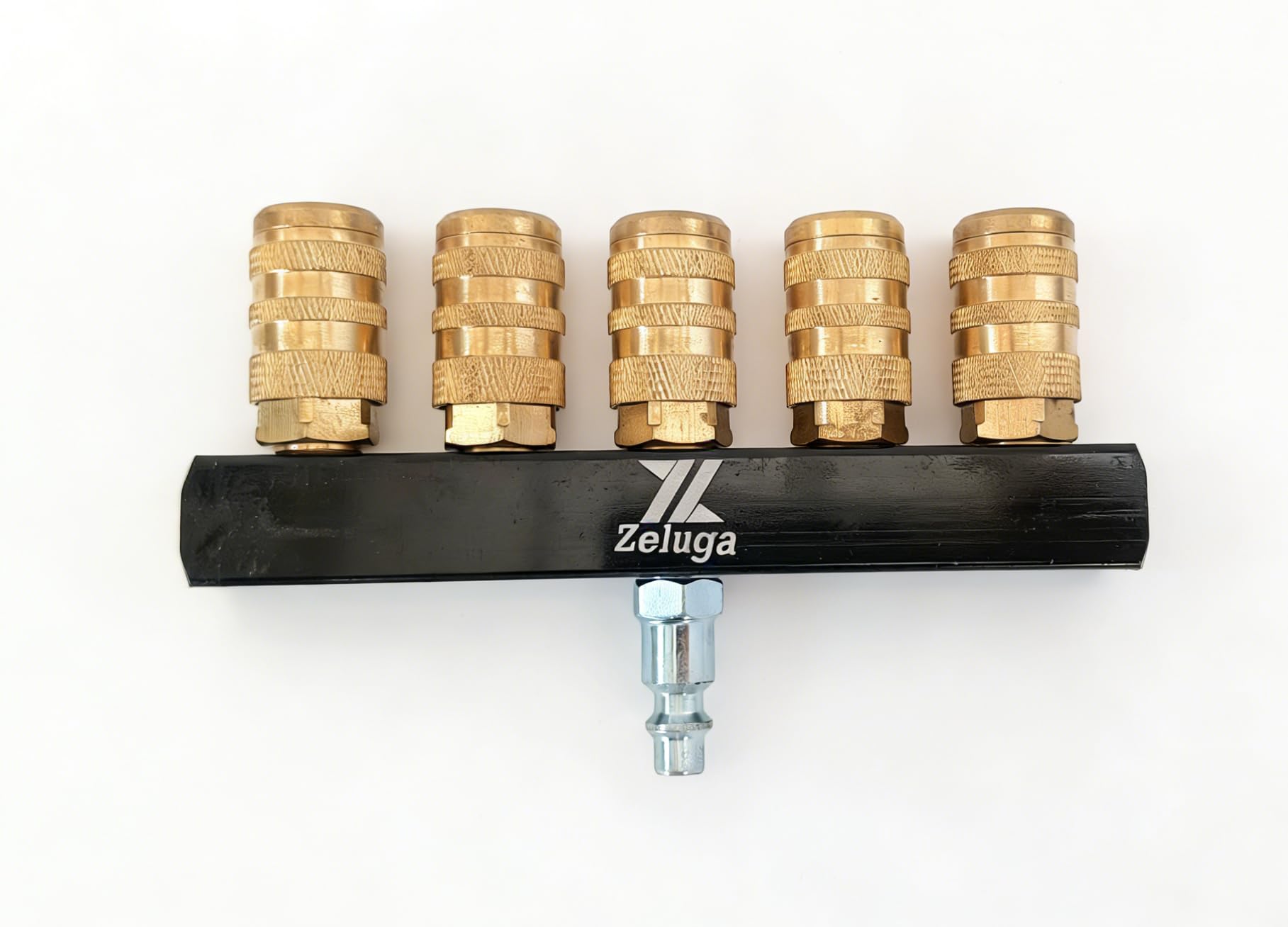 Zeluga 22-140 5-Way Industrial Style Bar Air Manifold with Brass 5 Coupler