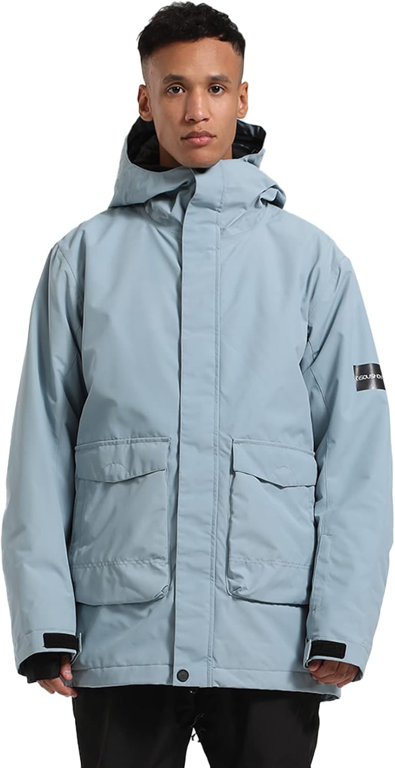 Miniatura 7 de GSOU SNOW Chaqueta de esquí para mujeres y hombres, abrigo de snowboard para deportes al aire libre, impermeable, resistente al viento, nieve con