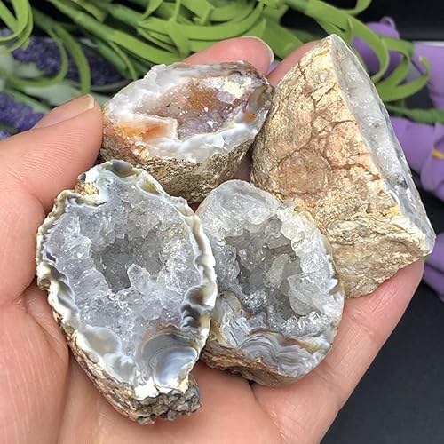 JUIYU Pedra de cristal natural buraco de cristal mineral espécime contém pedras e cristais presentes