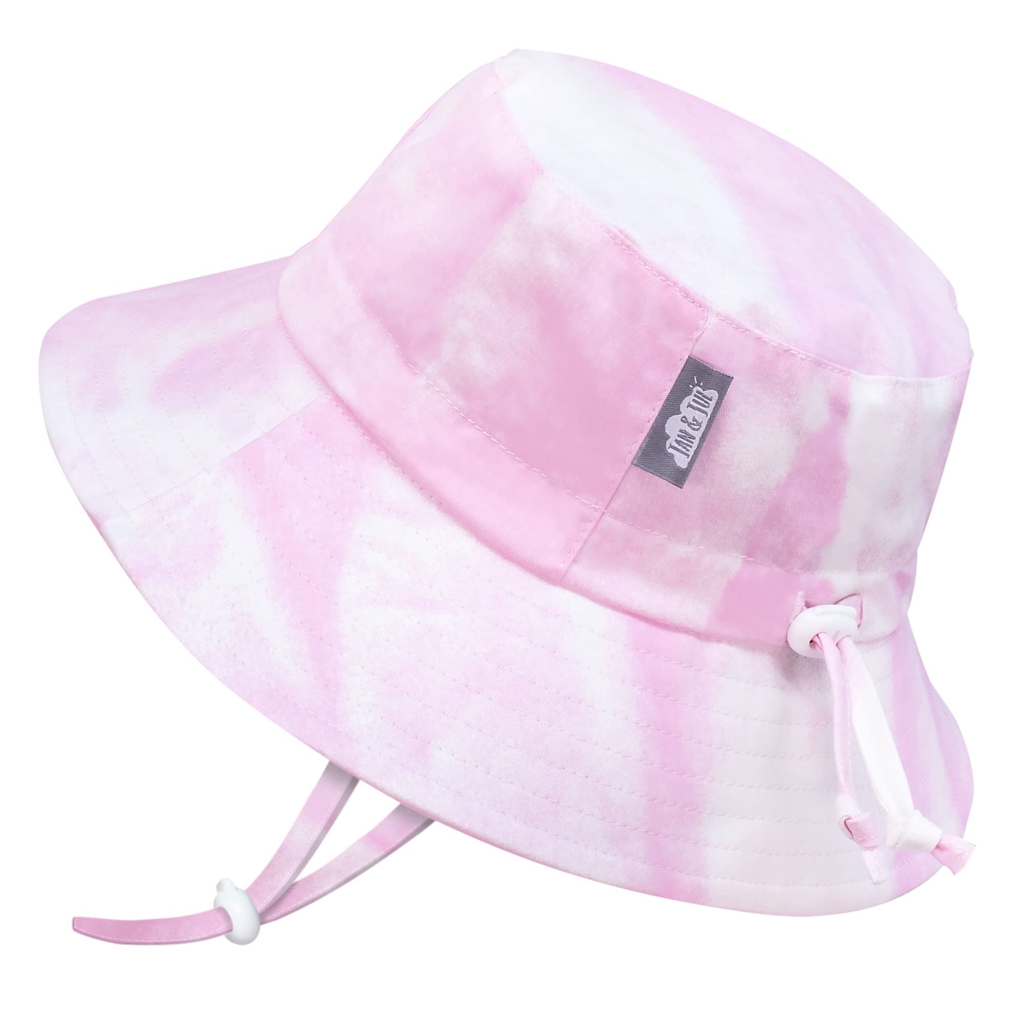 JAN & JUL Adjustable Baby Girl Bucket Hat, 50+ UPF, 100% Cotton (S: 0-6 Months, Pink Tie-Dye)