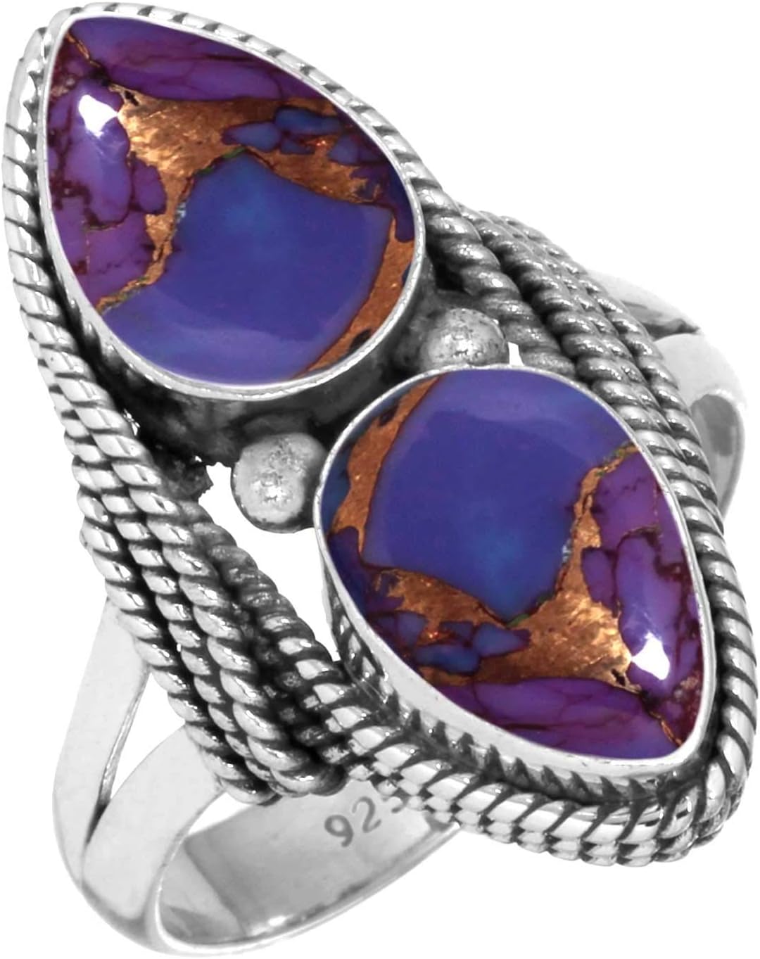 Boho Handmade Jewelry Natural Gemstone Onyx, Tiger Eye, Carnelian, Agate Pear Genuine 925 Sterling Silver Ring For Women