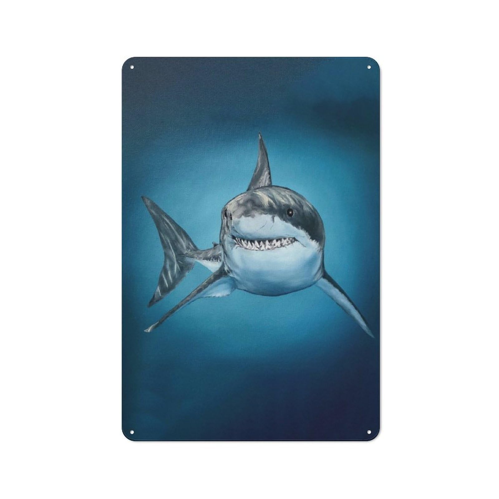 Junmoney Shark Painting Art Retro Printed Metal Sign 30X20cm For Garage Or Workshop, For Garage, Workshop And Man Cave Decoration