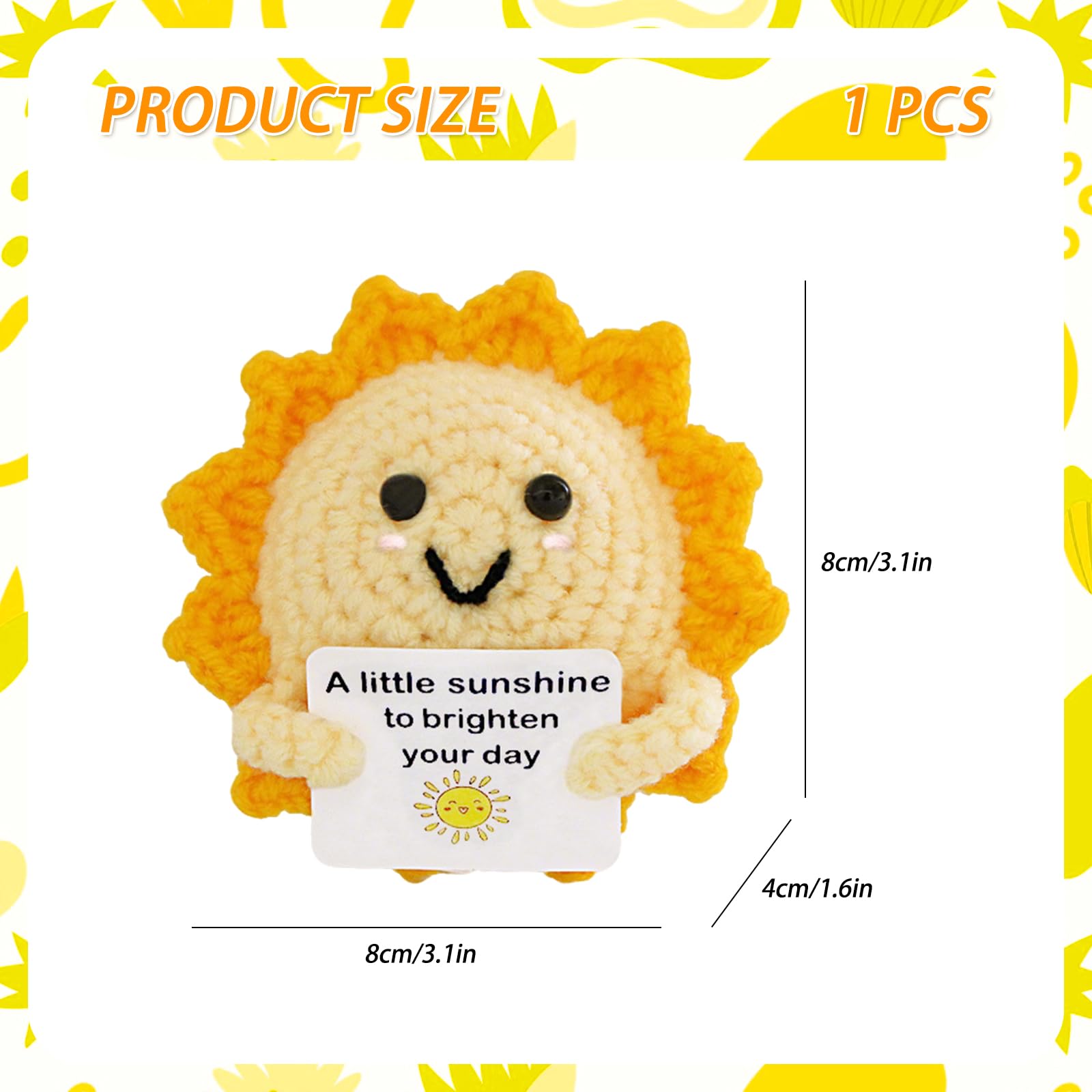 DiiWmme Handmade Emotional Support Crochet Sun Doll with Uplifting Cards - Image 2