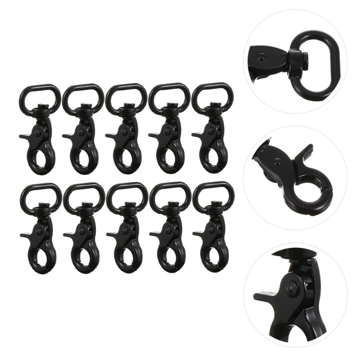 10pcs Black Zinc Alloy Swivel Snap Clasp 20mm Trigger Snap Hook | DIY Decorative and Replacement Installation Disassembly Accessories Use , Easy Buckle Luggage Pet Leash
