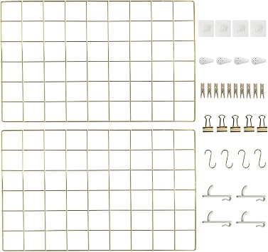 CIKLCIX Wire Wall Grid Panel Set of 2, Photo Display Board & Memo Board