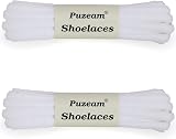 Puzeam Lacets Chaussures 6 mm Ovales de Sport [2 Paires] Blanc 120cm - 2
