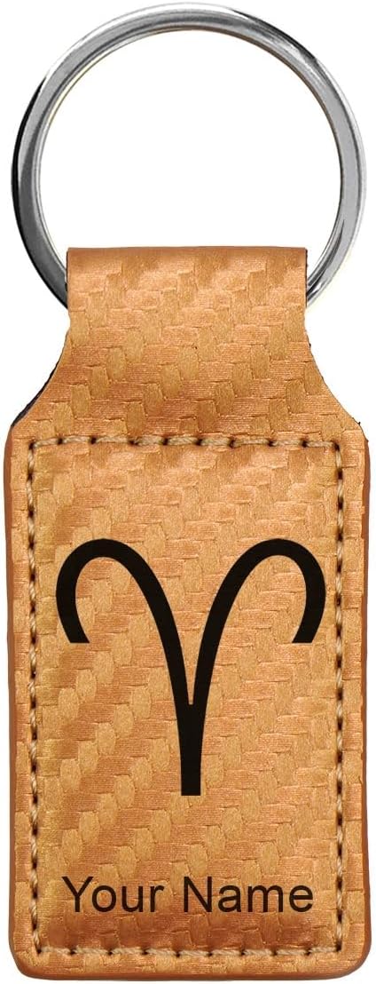 Rectangle Keychain, Zodiac Sign Aries, Personalized Engraving Included