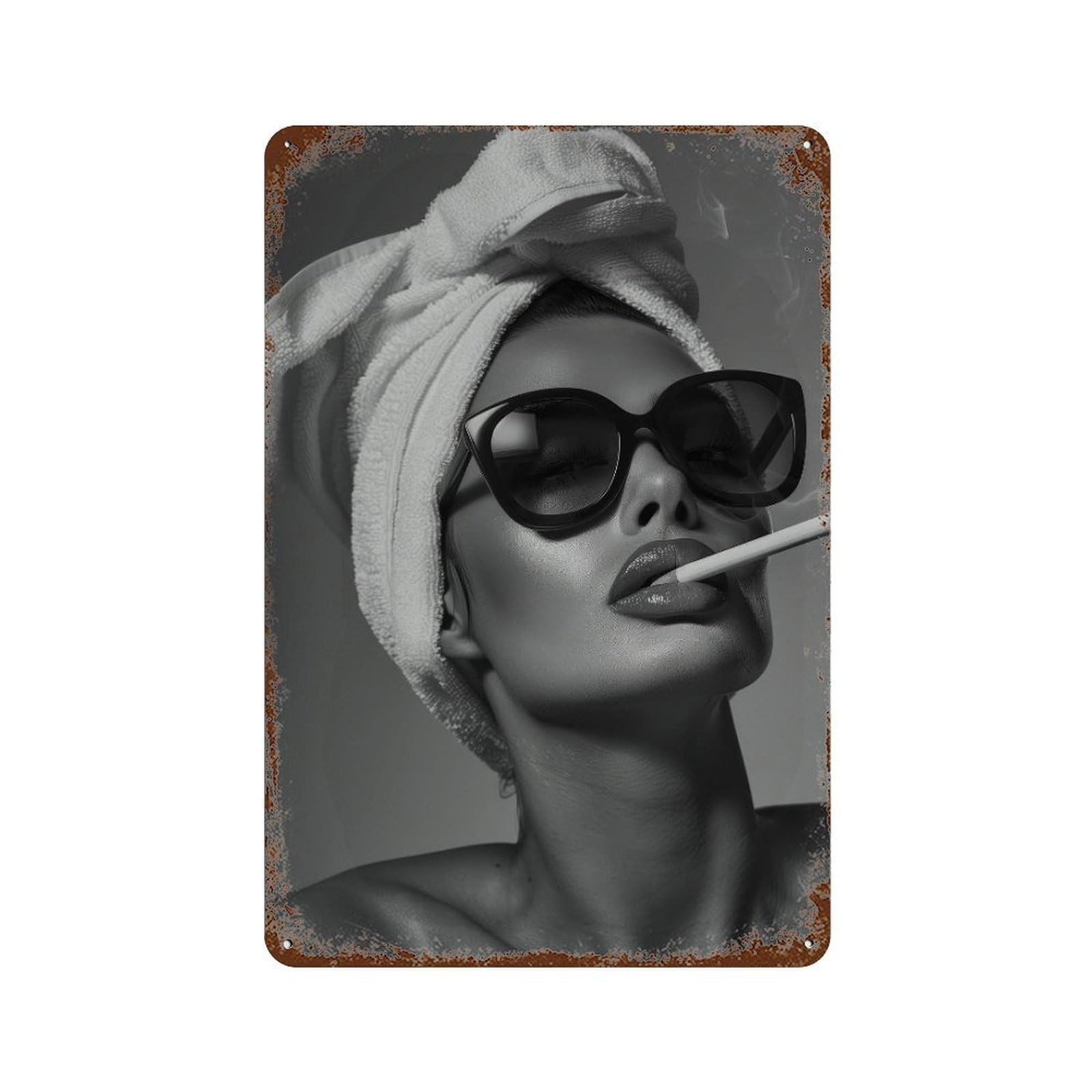xiaoxiaoshen Glam Girl Smoking Bathroom Wall Art Wall Decor Art Metal Tin Poster Modern Home Decor Art Home Bar Shop Decorations Vintage Sign 30x20cm