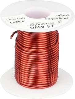 Magnet Wire, Enameled Copper Wire, 14 AWG, 4 oz, 20' Length, 0.0655" Diameter, Red