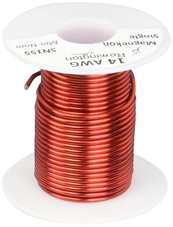 Magnet Wire, Enameled Copper Wire, 14 AWG, 4 oz, 20 Length, 0.0655" Diameter, Red