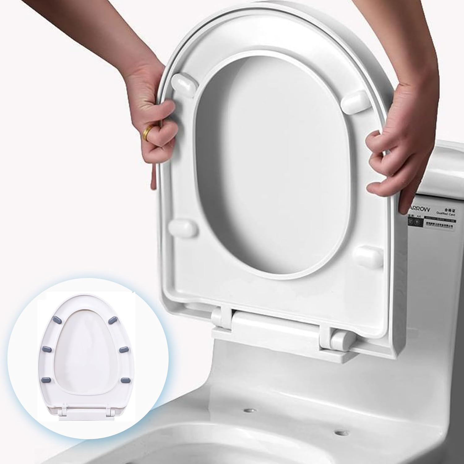 Toilet Lid Slow Close Portable Slow Down Seats Covers Lid Thickened Bathroom Home Accessories ABS Texture