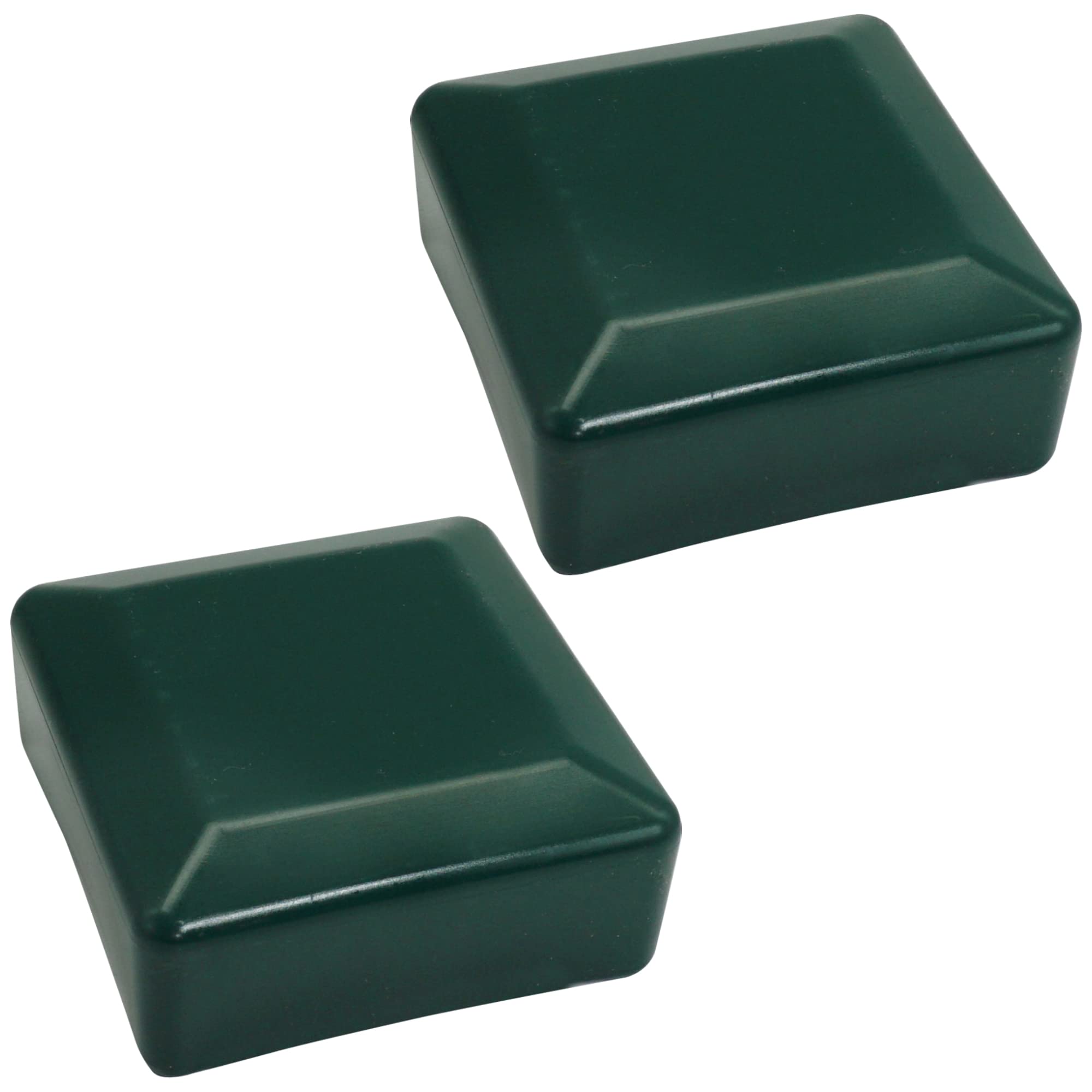 SKIR'CO (2 pcs) Fence Post Caps, Square 100 x 100 mm Green Plastic Caps for Fence Posts Moss Green RAL 6005 Colour
