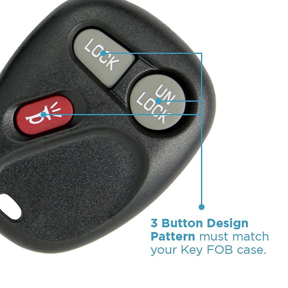 Keyless2Go Repuesto para Carcasa y Almohadilla de 3 Botones para Mando a Distancia FCC KOBLEAR1XT KOBUT1BT – Solo Carcasa (Paquete de 2)