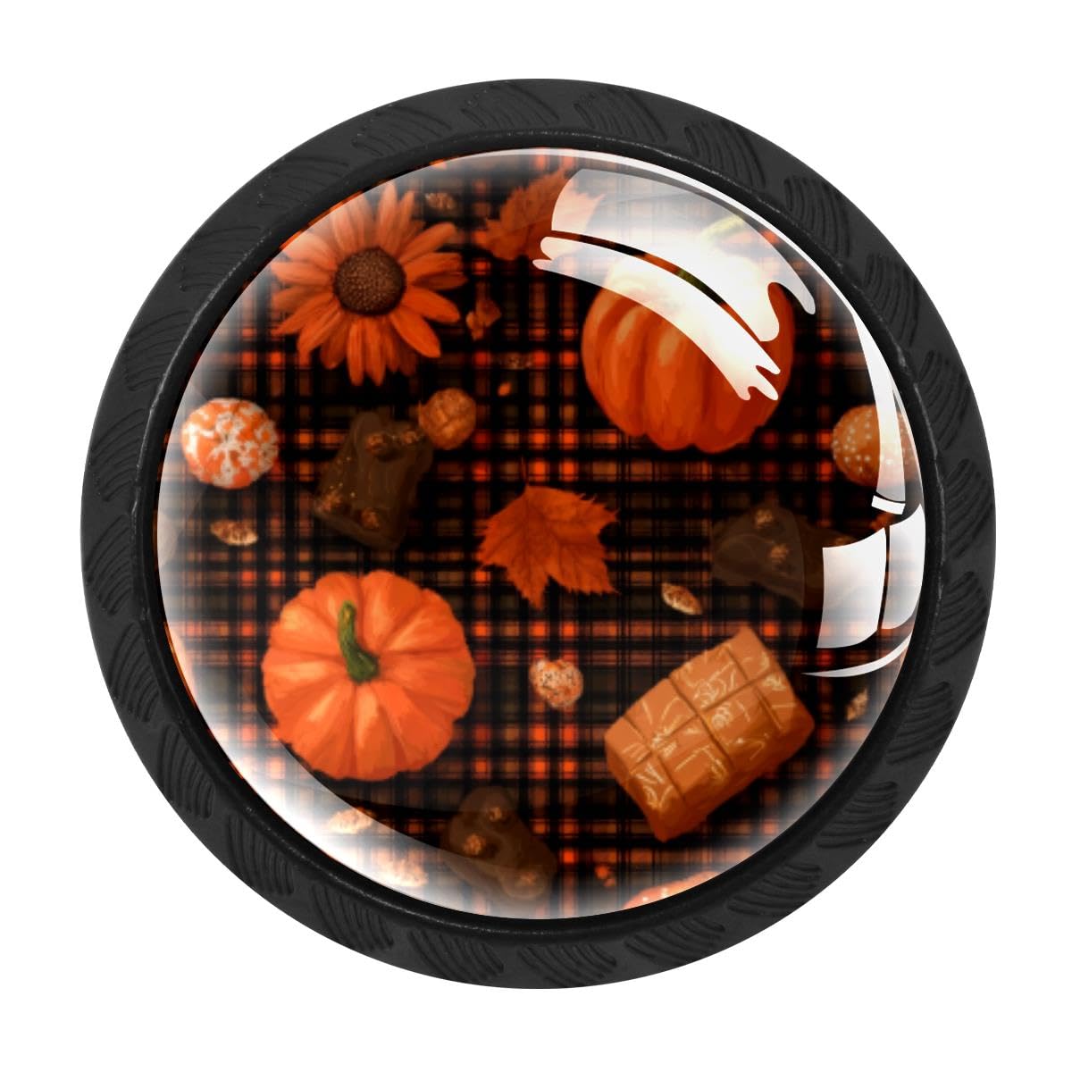 HEOEH 4 PCS Cabinet Knobs, Pumpkins Sunflower Drawer Knobs Dresser Handles