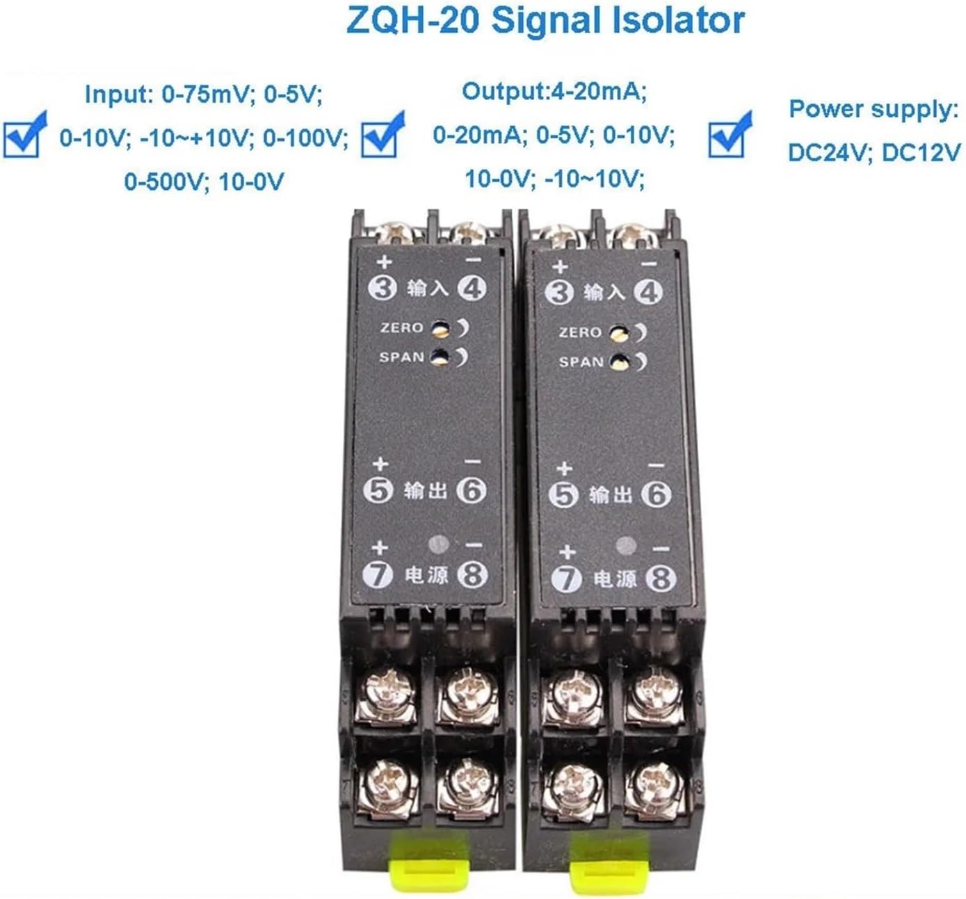 4-20ma to 0-10v Converter Signal Isolation Transmitter Power Distribution Signal Isolator 0-10v to 4-20ma Converter(0-10V Input_0-10V Output)