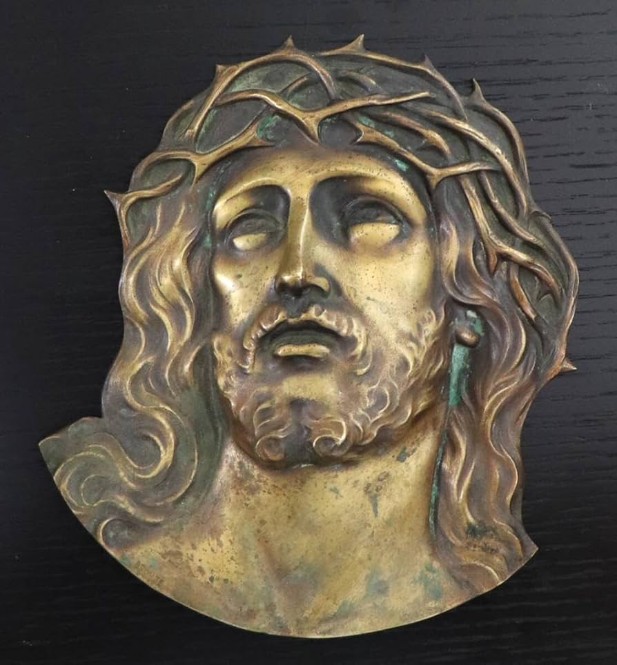 作家物 アンティークブロンズ製1860年頃 大型イエス・キリスト壁掛けフランス製 作家物 アンティークブロンズ製1860年頃 大型イエス・キリスト壁掛け