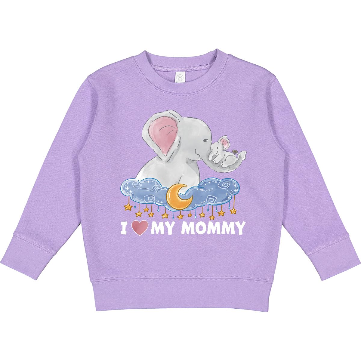 inktastic I Love My Mommy Cute Elephants with Moon and Stars Toddler Sweatshirt 2T Lavender 3bde5