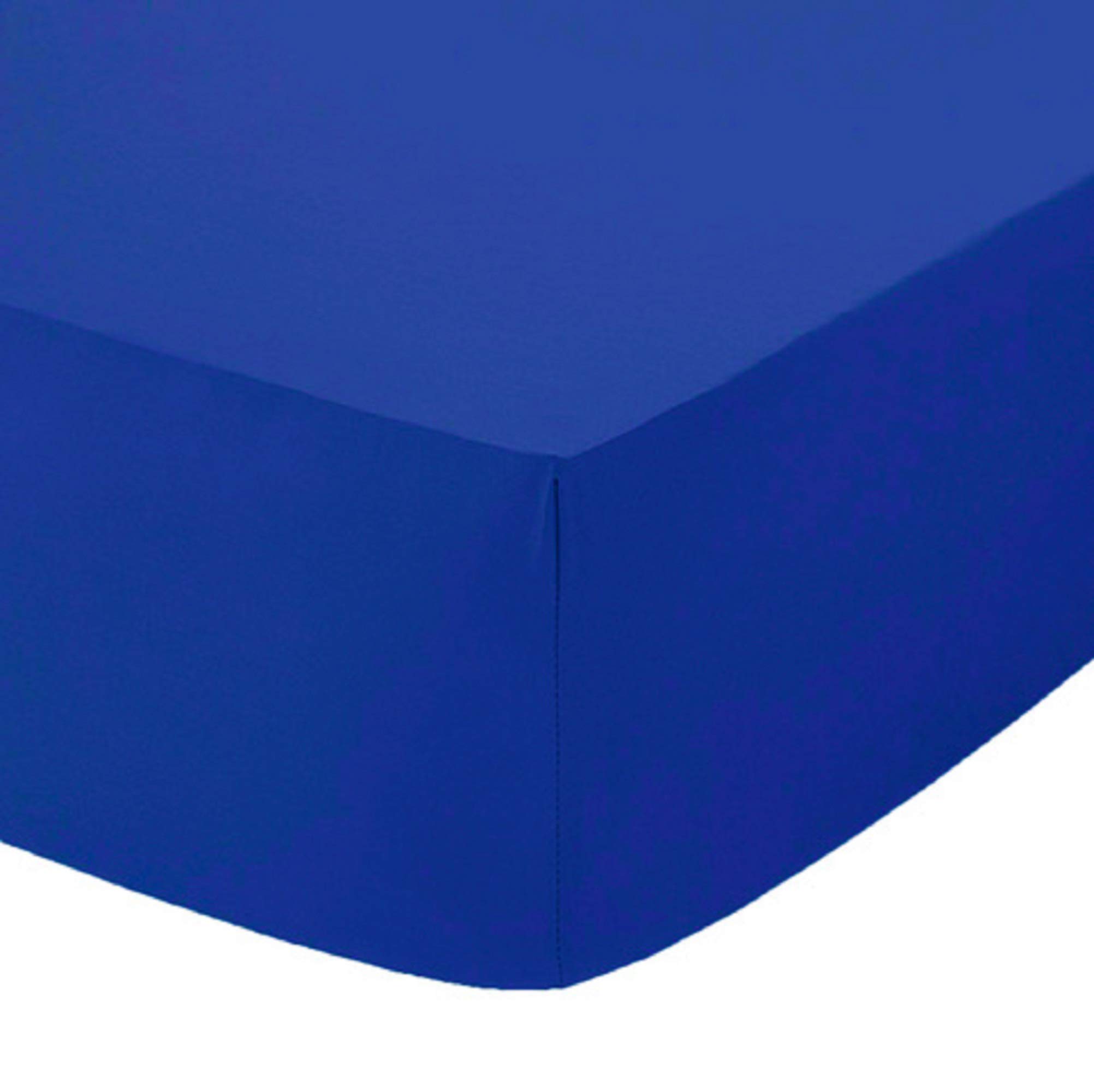 Comfy Nights Royal Blue Plain Dyed Pollycotton Easy Iron Pecale Fitted Sheet (, Double)
