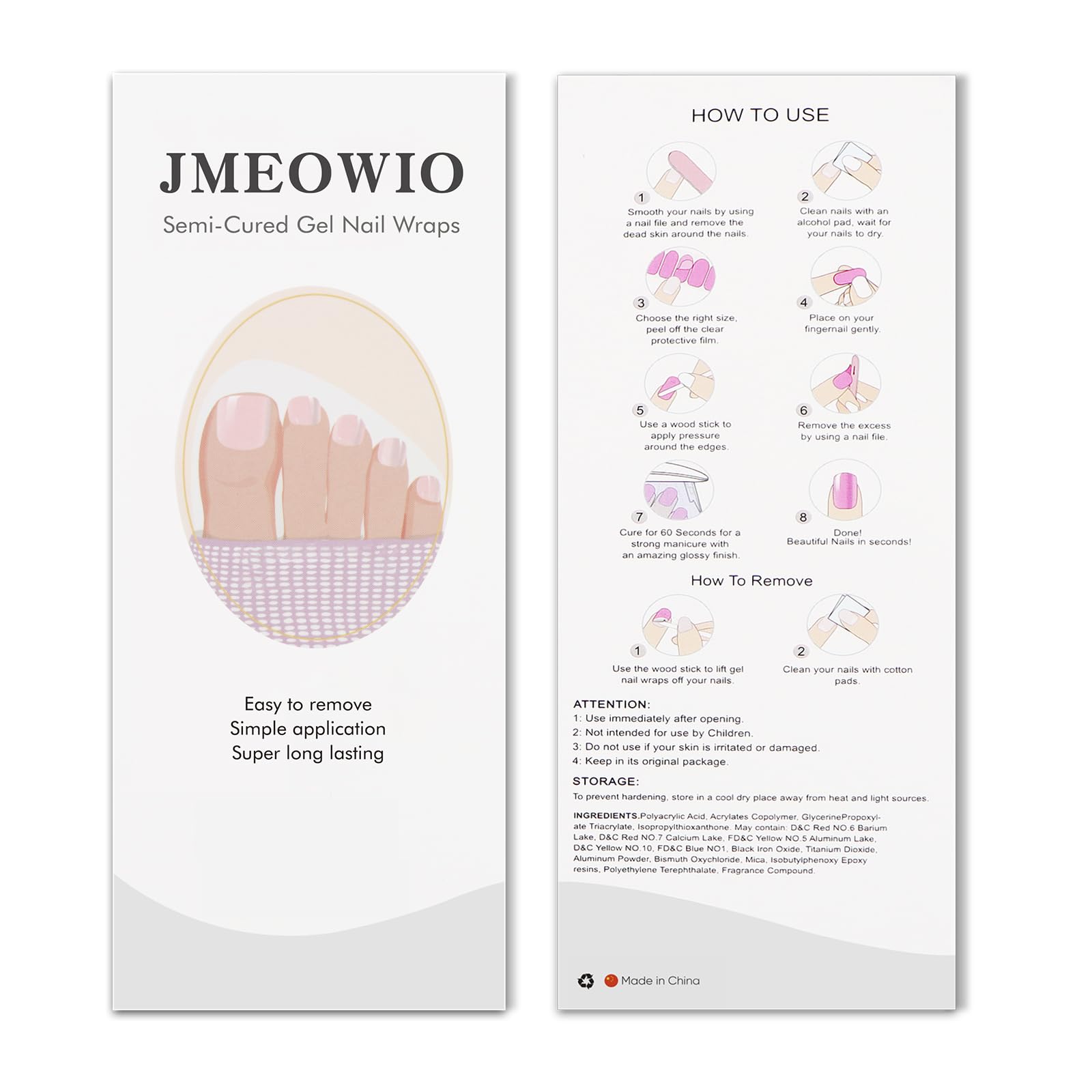 JMEOWIO Jednolity kolor paznokcie żelowe naklejki UV do zdobienia paznokci