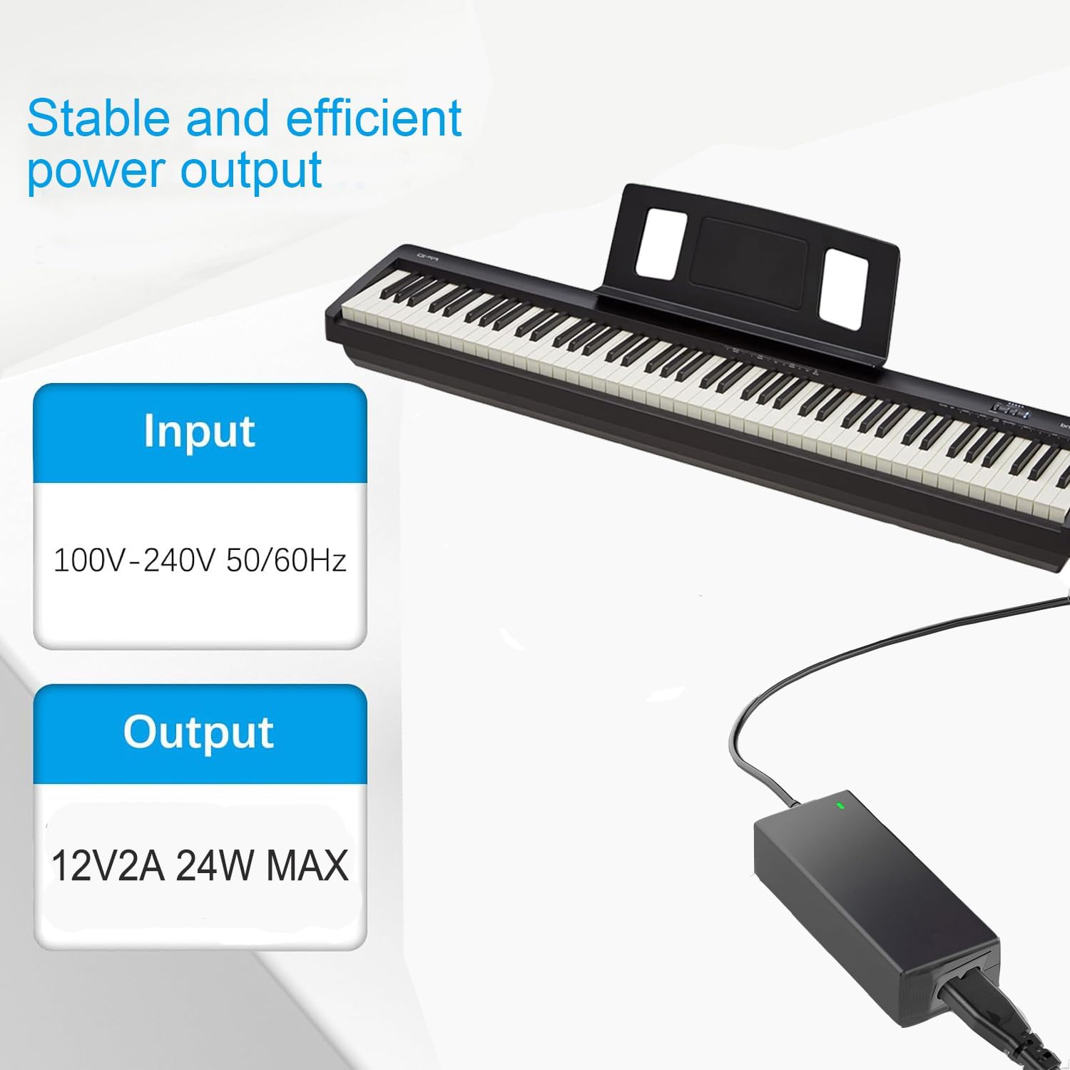 12V Adapter Charger for Roland PSB-5U for FP-10 Digital Piano Power Supply Cord Mains PSU，6.6FT Replacement Charger Cord for Digital Piano Electronic Keyboard