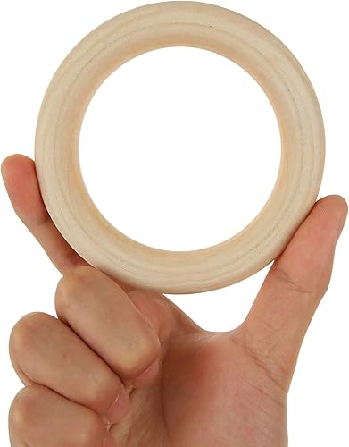 Miniatura 5 de 20 anillos de madera de 4 pulgadas para manualidades, anillos de madera sin terminar de 3.937 in, anillos de madera de macramé, anillos de madera