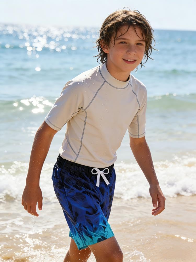 Idgreatim Teens Boys Swim Trunks Quick Dry Beach Swimwear UPF 50+ Board Shorts with Mesh Lining 6-14 Years - Image 3