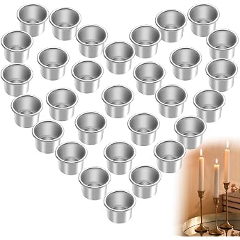 Pack of 30 Candle Holders for Taper Candles Candle Nozzles Metal Candle Holder Silver Small Candle Insert Table Candles Candle Holder for Living Room Dining Room Decoration 22.2 mm