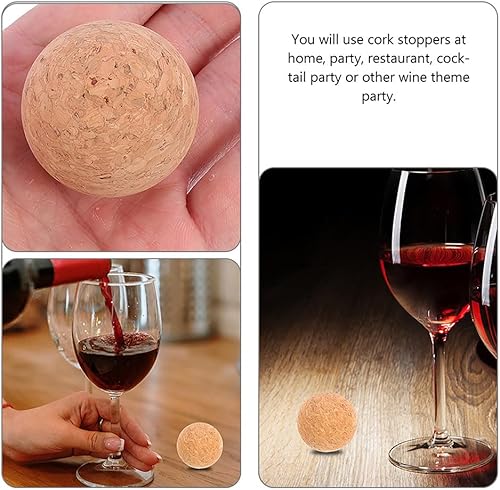 Miniatura 7 de 1 tapón de bola de corcho de madera para decantador de vino, jarra y botella, 1.41 pulgadas de diámetro, fácil de usar y reutilizable