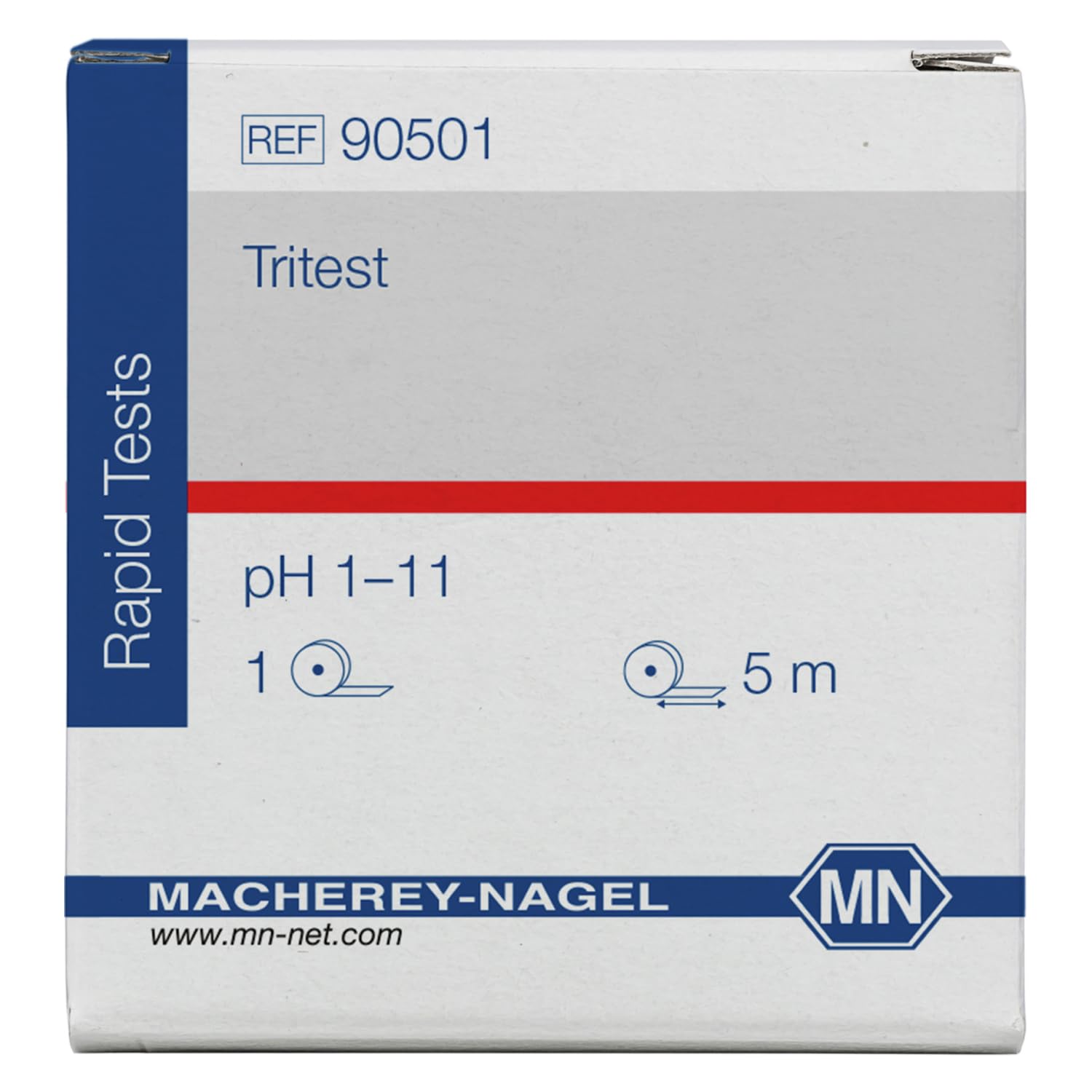 Macherey & Nagel ML-6230 TRITEST - Carta di prova pH con tre zone indicatori, pH 1-11, 5 m di lunghezza x 10 mm di larghezza, 3 pezzi