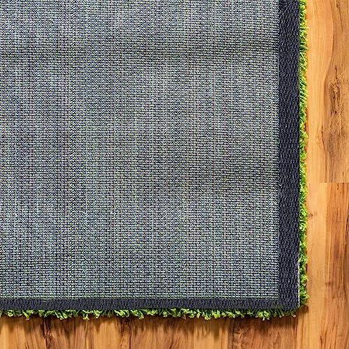 Image of Solid Fluffy Rugs and Carpet for Hall and Drawing Room 5x5 Square Green Color