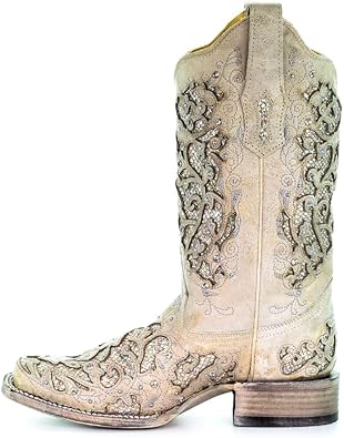 Corral Womens Square Toe White Wedding Boots